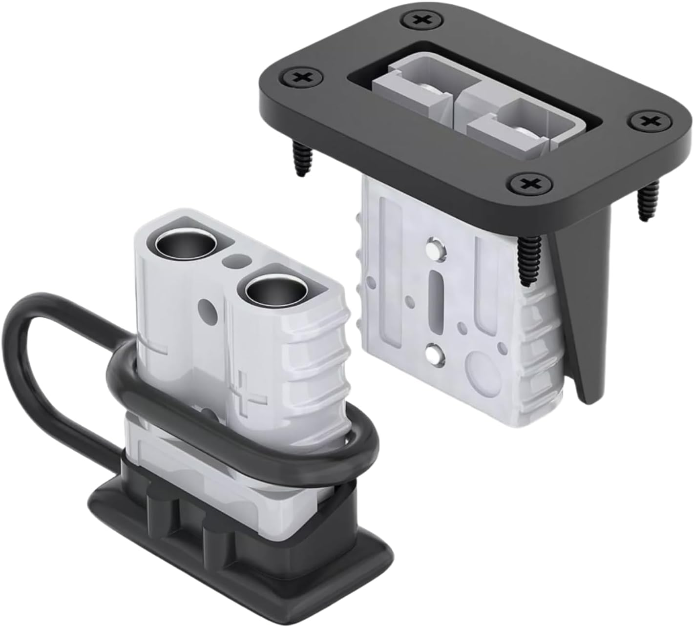 KUGONTC 2Pcs 50Amp Anderson Style Plug, Battery Quick Connect/Disconnect Connector,6 to 12 Gauge Battery Cable Connector, Wire Harness Plug Kit 12 to 36V for Car Winch Trailer image number 2