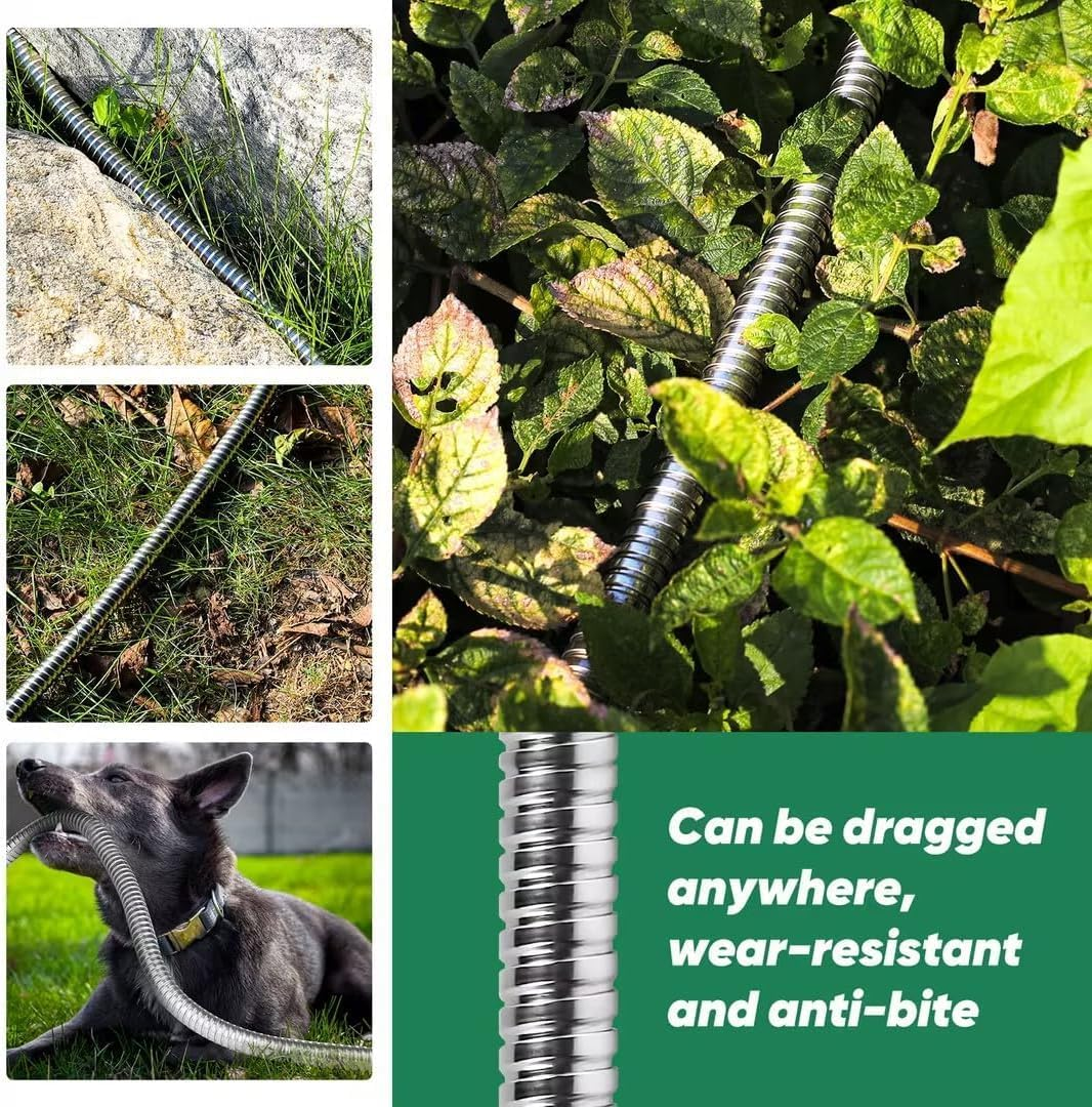 304 Stainless Steel Garden Hose 50Ft, Heavy Duty Water Hose with 10 Functional Nozzles, No Kink, Lightweight and Flexible, Easy to Use and Store, Strong and Sturdy, Suitable for Yard and Lawn image number 6