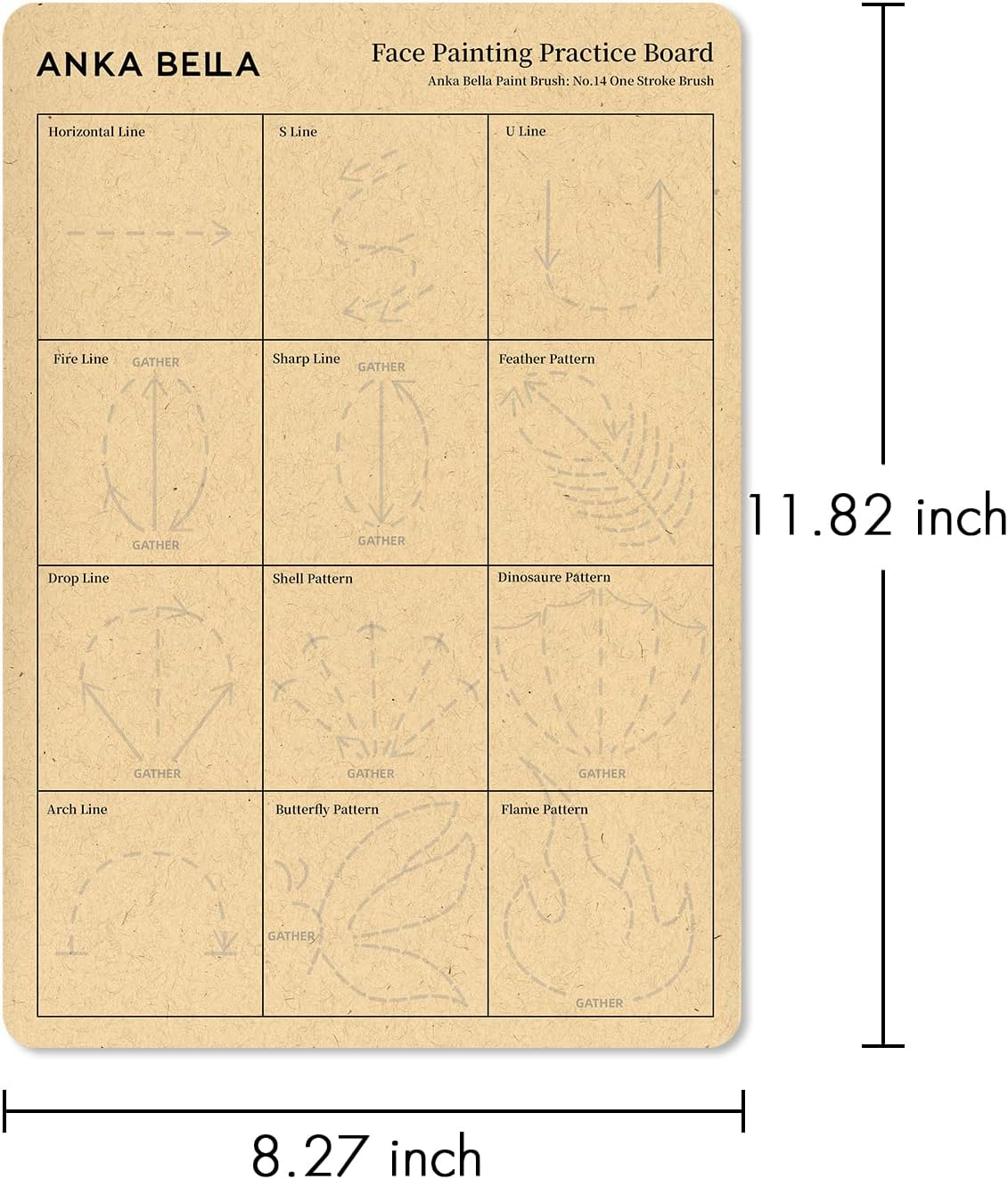 Anka Bella Reusable Face Paint Practice Board,7Pcs Face Painting Practice Sheet with Various Patterns,One Stroke Excersize Template A4 Size image number 2