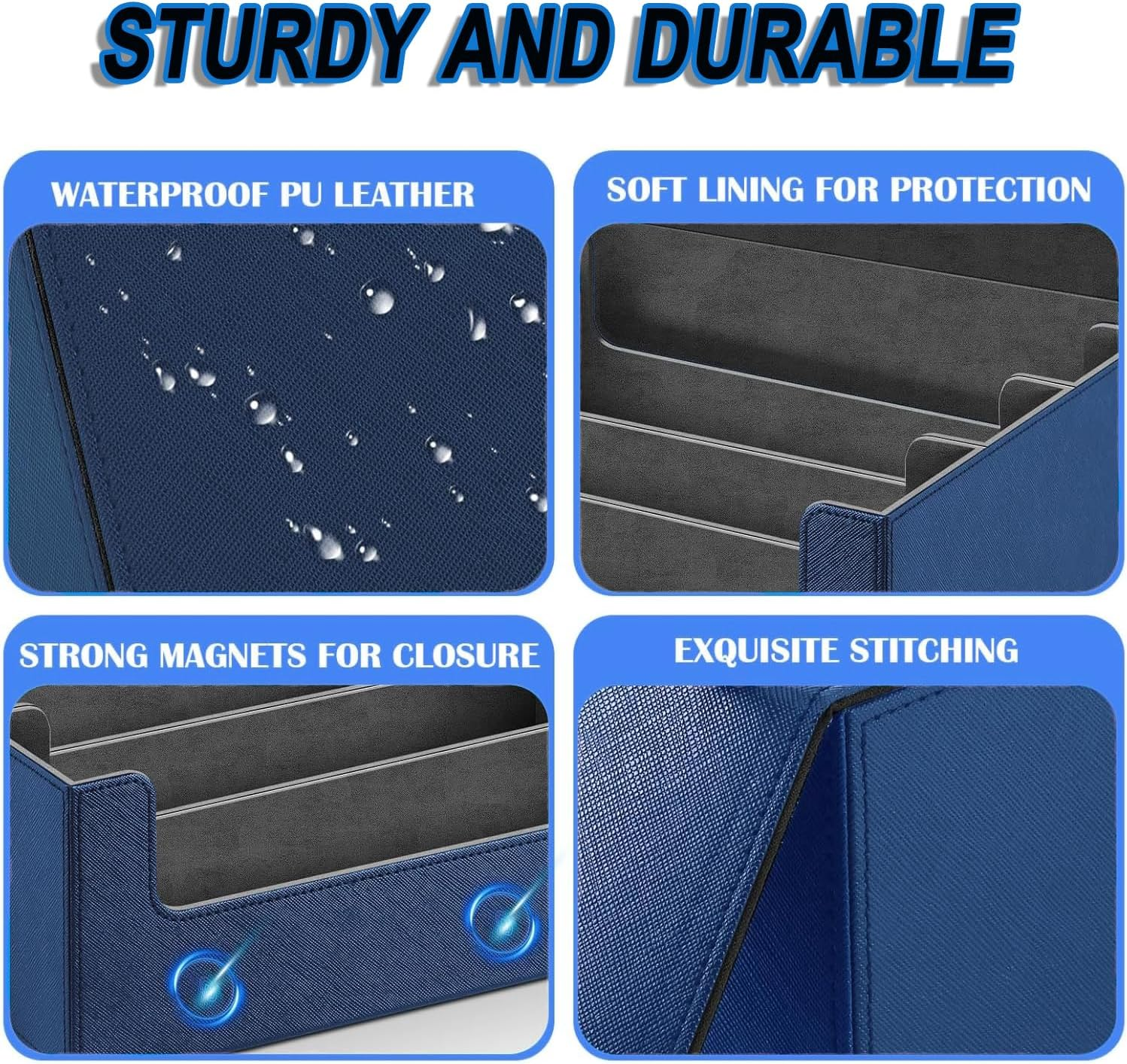 BEANPRECOY Card Storage Box Case Holds 1800+ Single Sleeved Cards Storage Box Easy to Use Strong Magnet Card Box Fits Magic Game Cards Leather Magnetic Closure Commander Storage Box image number 1