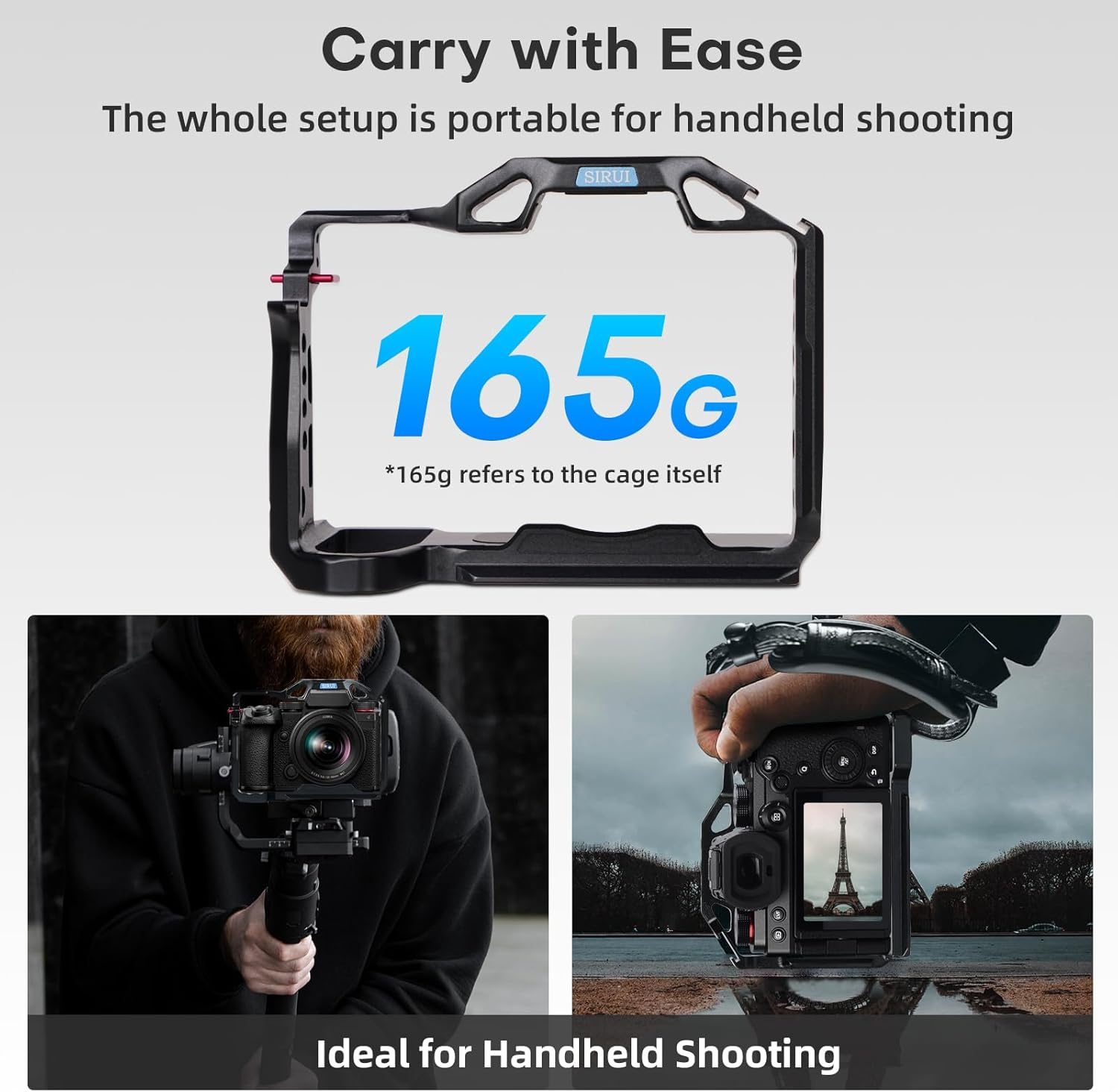 SIRUI Full Cage Kit with Top Handle for Panasonic LUMIX S5II/S5IIX, Arca-Swiss Compatible, with 1/4"-20 Thread Holes, ARRI 3/8"-16 Mounting Holes, Cold Shoe and NATO Rail image number 3