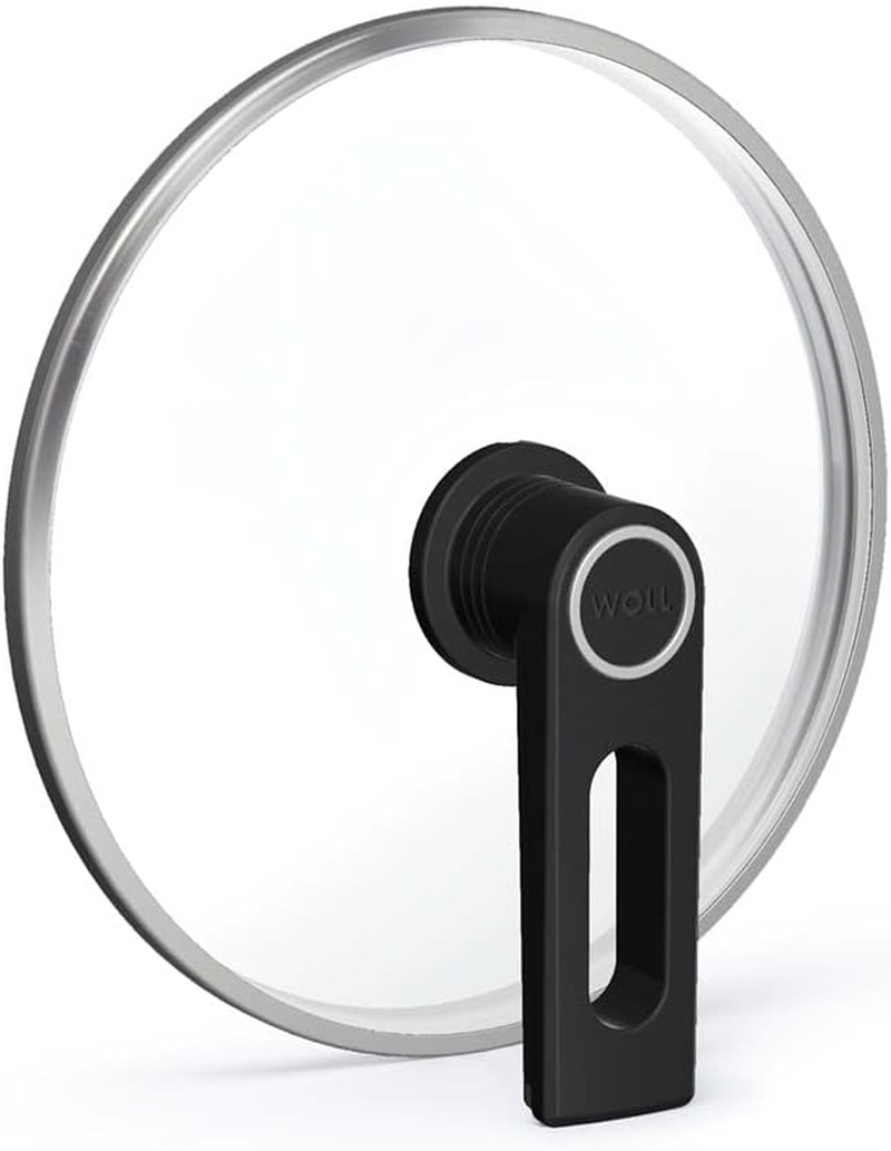 Woll Smart Lid, Round, Diameter 24 Cm, Lid Knob with Permanent Ventilation, Parking Function, Stainless Steel Edging, Transparent, Oven-Safe up to 250&deg;