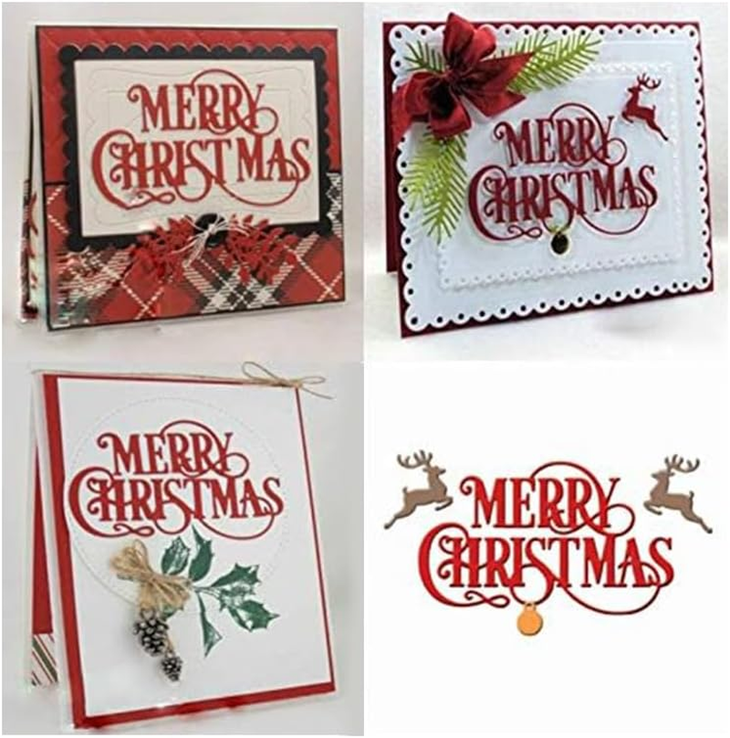 Merry Christmas Deer Metal Cutting Dies, DIY Embossing Stencil Template Crafts for Handmade Scrapbooking Paper Card Making (Merry Christmas) image number 5