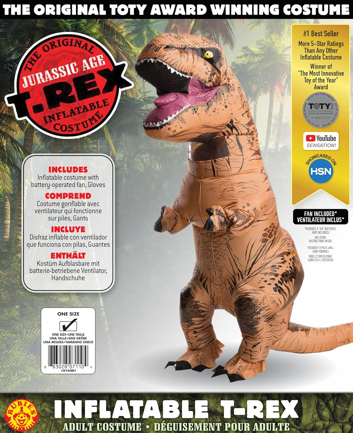 Rubie'S Adult Official Jurassic World Inflatable Dinosaur Costume image number 1