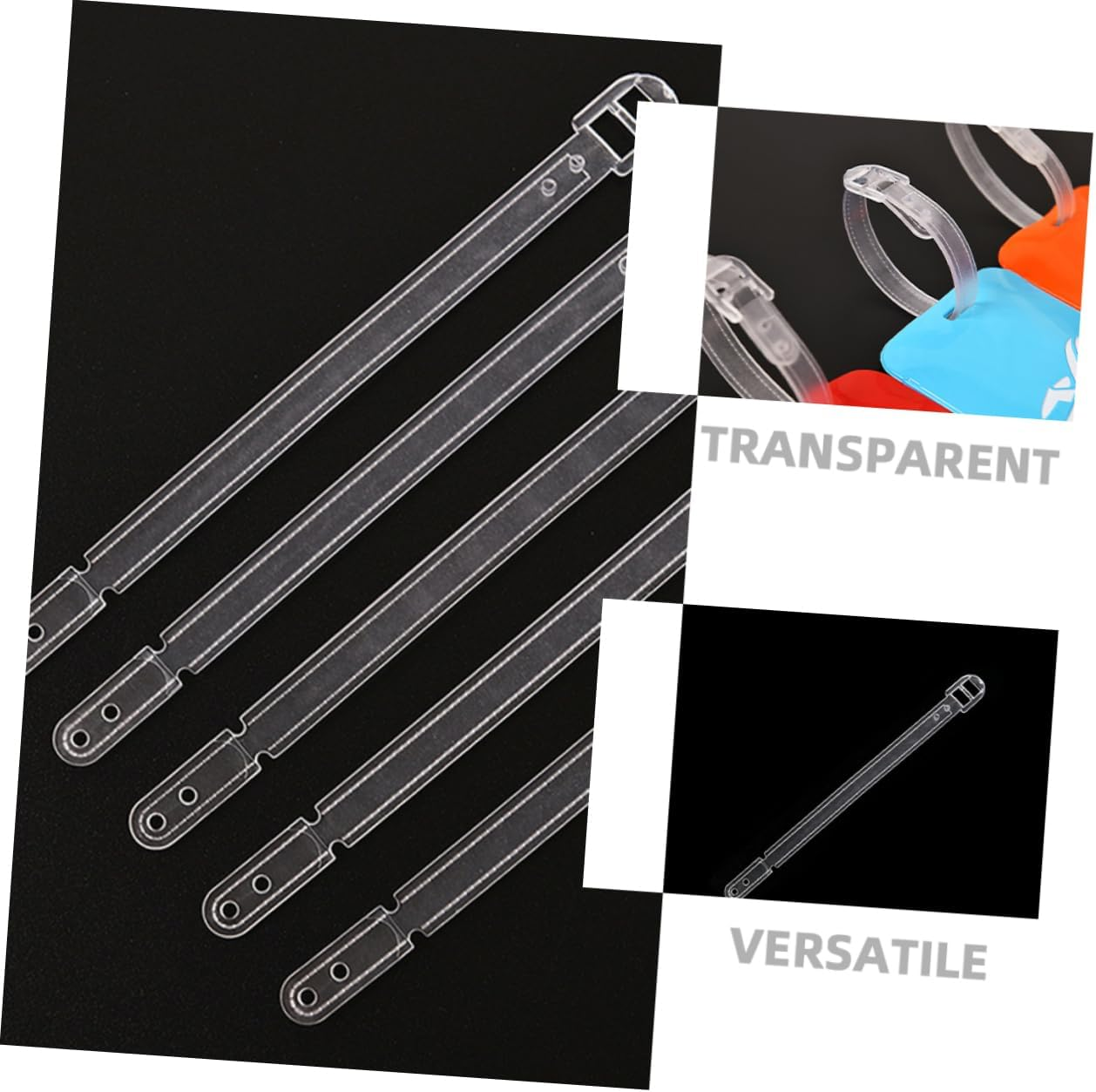 KOMBIUDA 100Pcs Clear Plastic Luggage Loop Straps for Identification Id Card Tags Transparent Name Tag Loops for Suitcases Travel Business Badge Holders image number 6