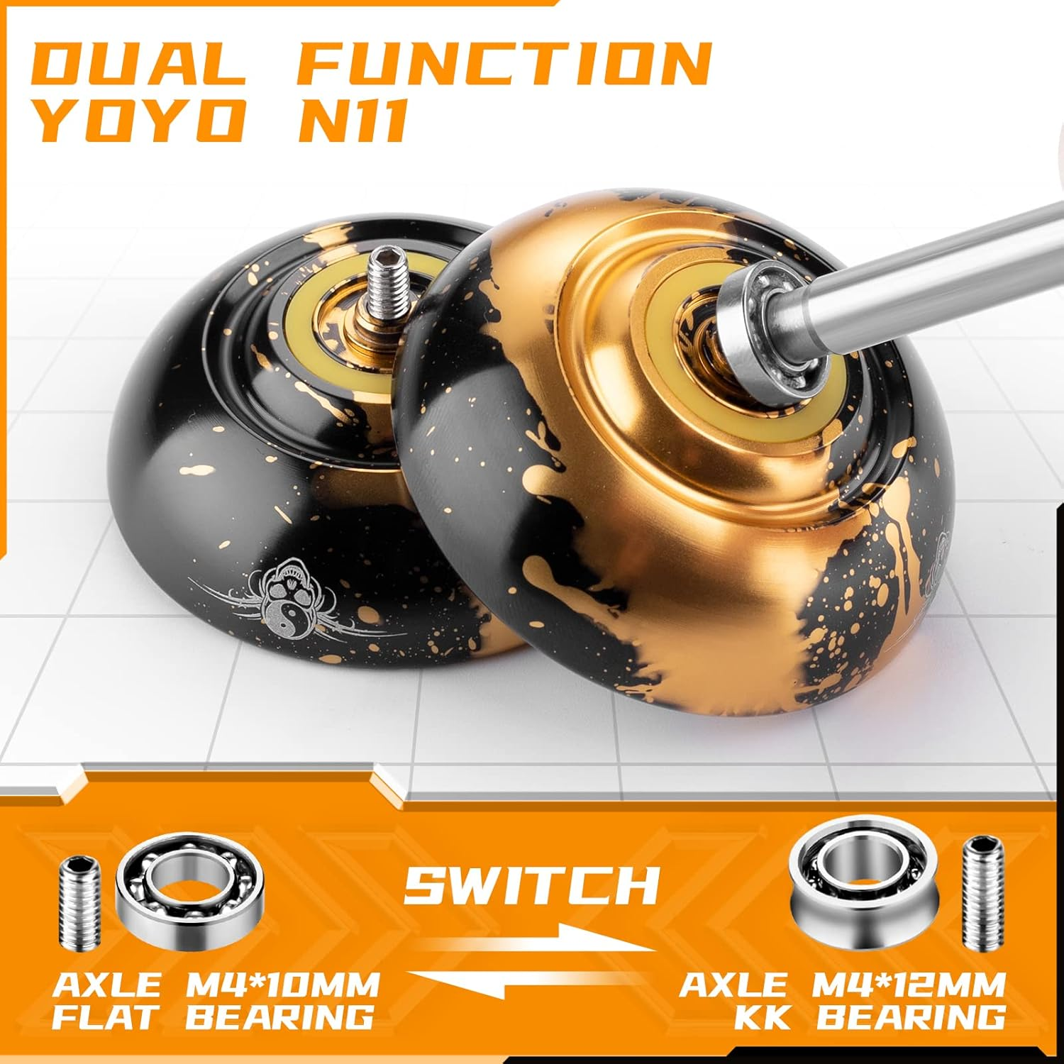 Yoyo Professional 2 Pack of Metal Yoyo N11, Plastic Yoyo K2 Crystal White, Dual Purpose Yoyos-Unresponsive&Responsive Yo Yo for Kids/Advanced Player+12 Yoyo Strings+2 Bags+2 KK Bearings+Removal Tool - K2 Crystal Red image number 6