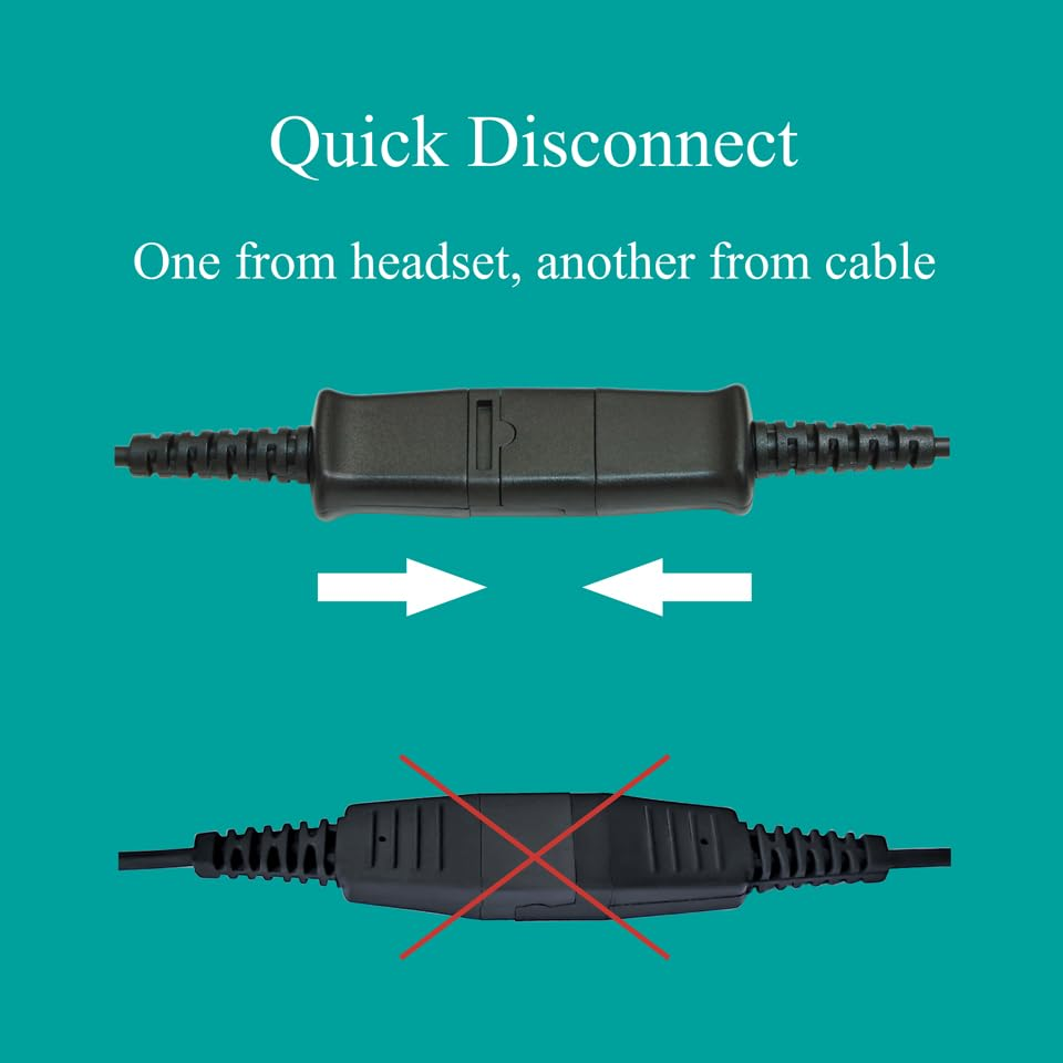 Daily Headset Y Splitter Adapter Training Cord with Mute Microphone Compatible with Plantronics Ploy QD image number 3