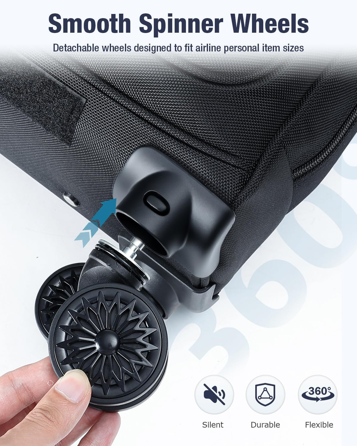 Ponhog Rolling Backpack with 4 Wheels, 15.6 Inch Travel Laptop Backpack for Women Men, Water Resistant Roller with USB Charging Port, Airline Approved Wheeled Work Bag, Black image number 6