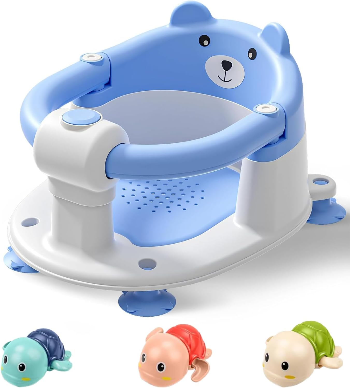 Baby Bath Seat for Babies 6 Months & Up, Non-Slip Toddler Bath Seats for Babies Sitting Up, Safe Infant & Newborn Bathtub Chair with 4 Suction Cups & Soft Cushion for Shower (Cloudy Grey)