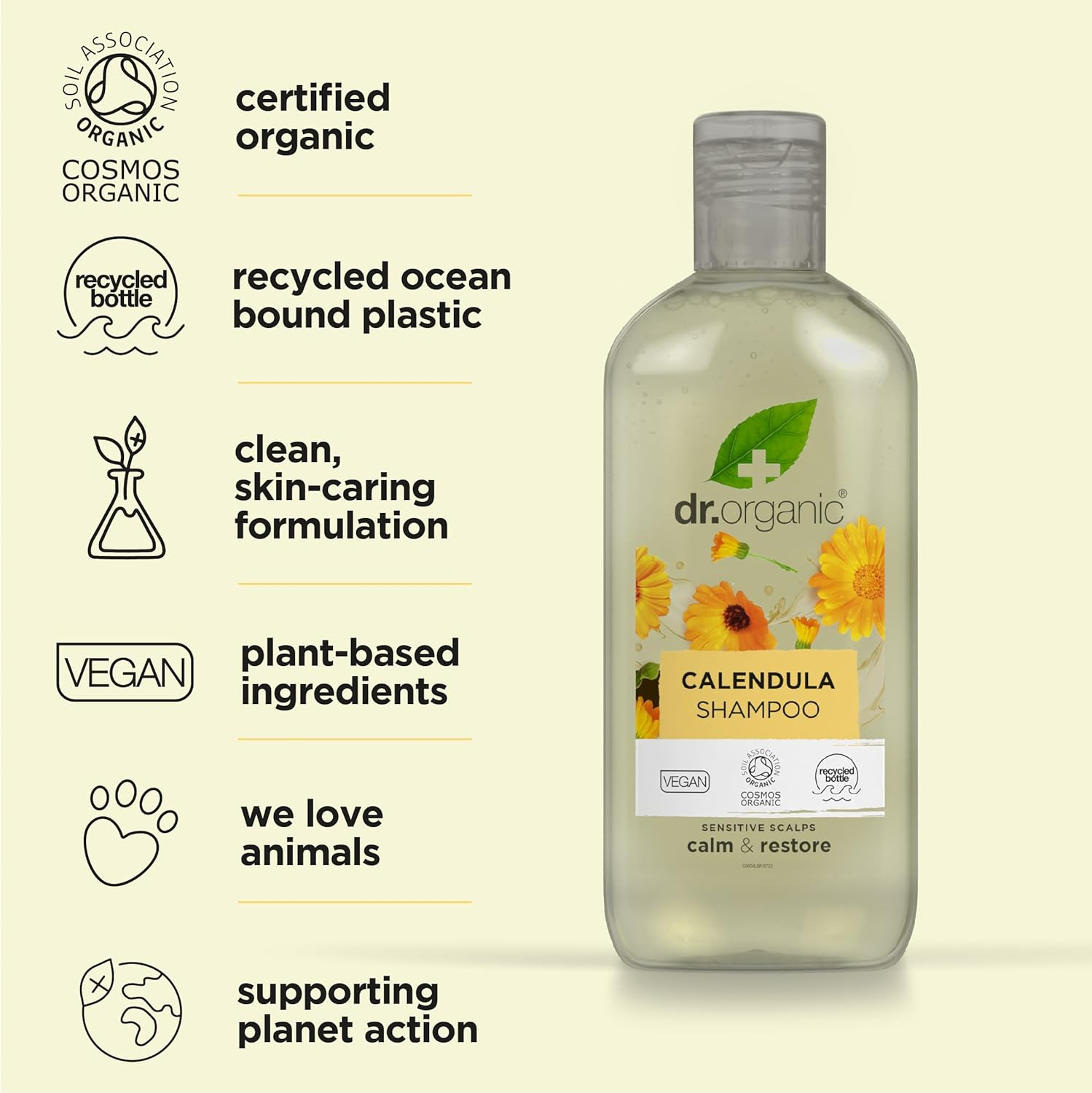 Dr Organic Calendula Shampoo, Fragrance Free, Sensitive Skin, Mens, Womens, Natural, Vegan, Cruelty-Free, Paraben & Sls-Free, Organic, 265Ml, Packaging May Vary image number 4