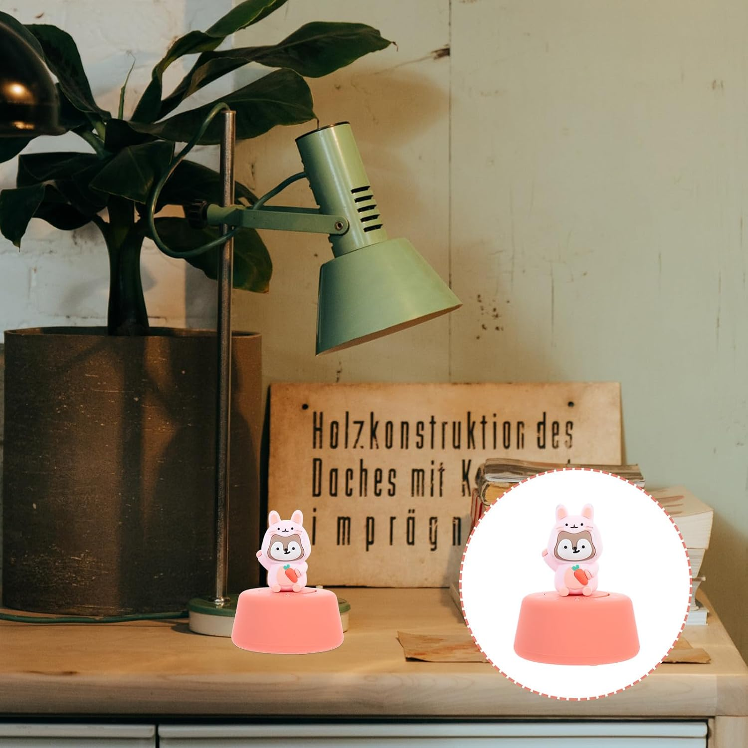 PHENOFICE Mechanical Kitchen Timer Manual Countdown Cartoon Pink Rabbit Time Reminder for Baking Cooking Games in Home image number 1