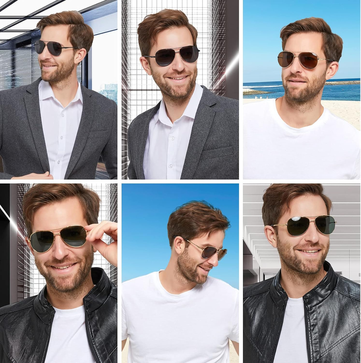 Classic Polarized Aviator Sunglasses for Men, Metal Flexible Shades Comfy Men&rsquo;S Sports Pilot Sun Glasses VF2202 image number 5