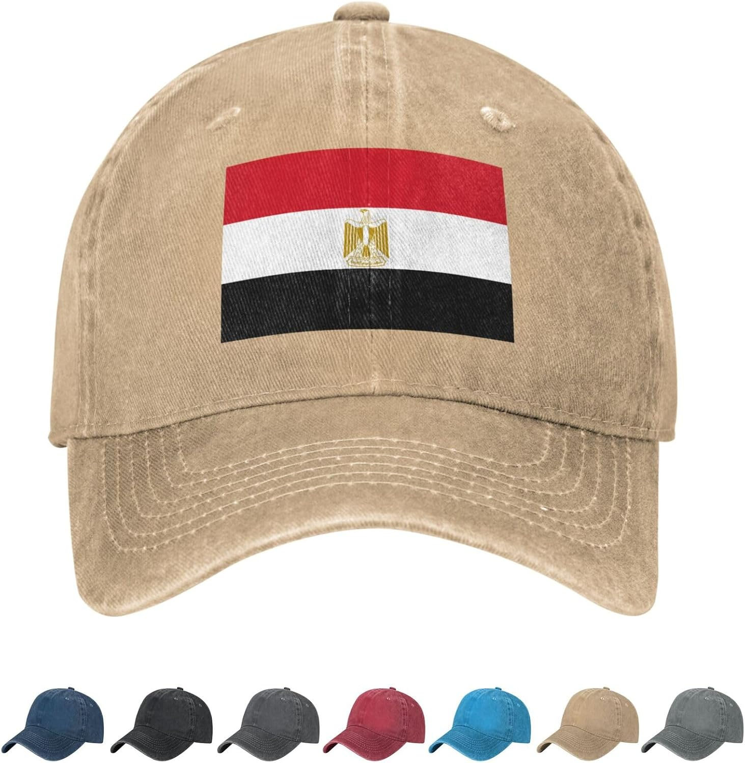 Coat of Arms of Egypt Denim Baseball Cap Egyptians Casual Unisex Vintage Adjustable Flag Trucker Hat - Emblem Blue image number 7