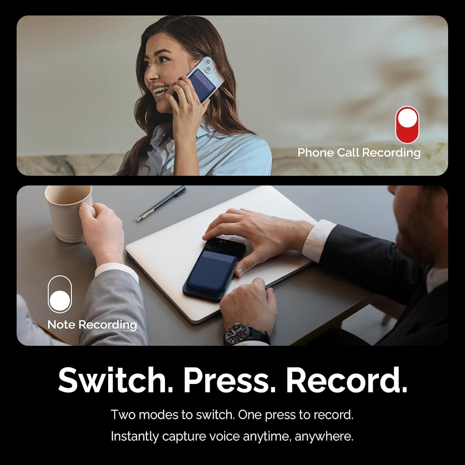 AI Voice Recorder, PLAUD Note AI Note Taking Device, Transcribe & Summarize, Support 112 Languages, 64GB Navy Blue Digital Audio Recorder for Lectures, Meetings, Calls, with Magnetic Dark Blue Case image number 1