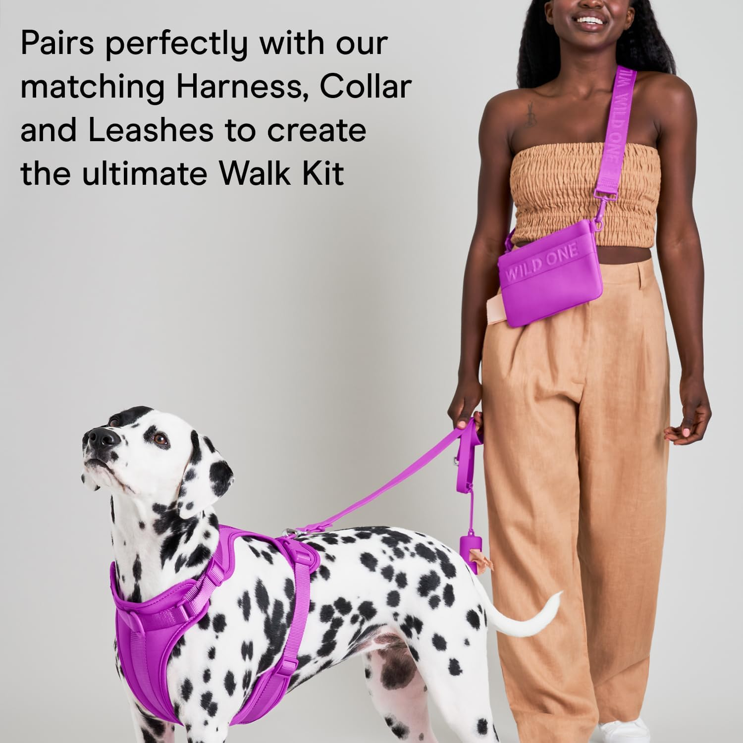 Wild One, Black Treat Pouch, Fanny Pack, Cross-Body Bag, Wear Two Ways, Made from Recycled Knit, Poop Bag Dispenser, the Perfect Accessory for Dog Training - Lilac image number 6