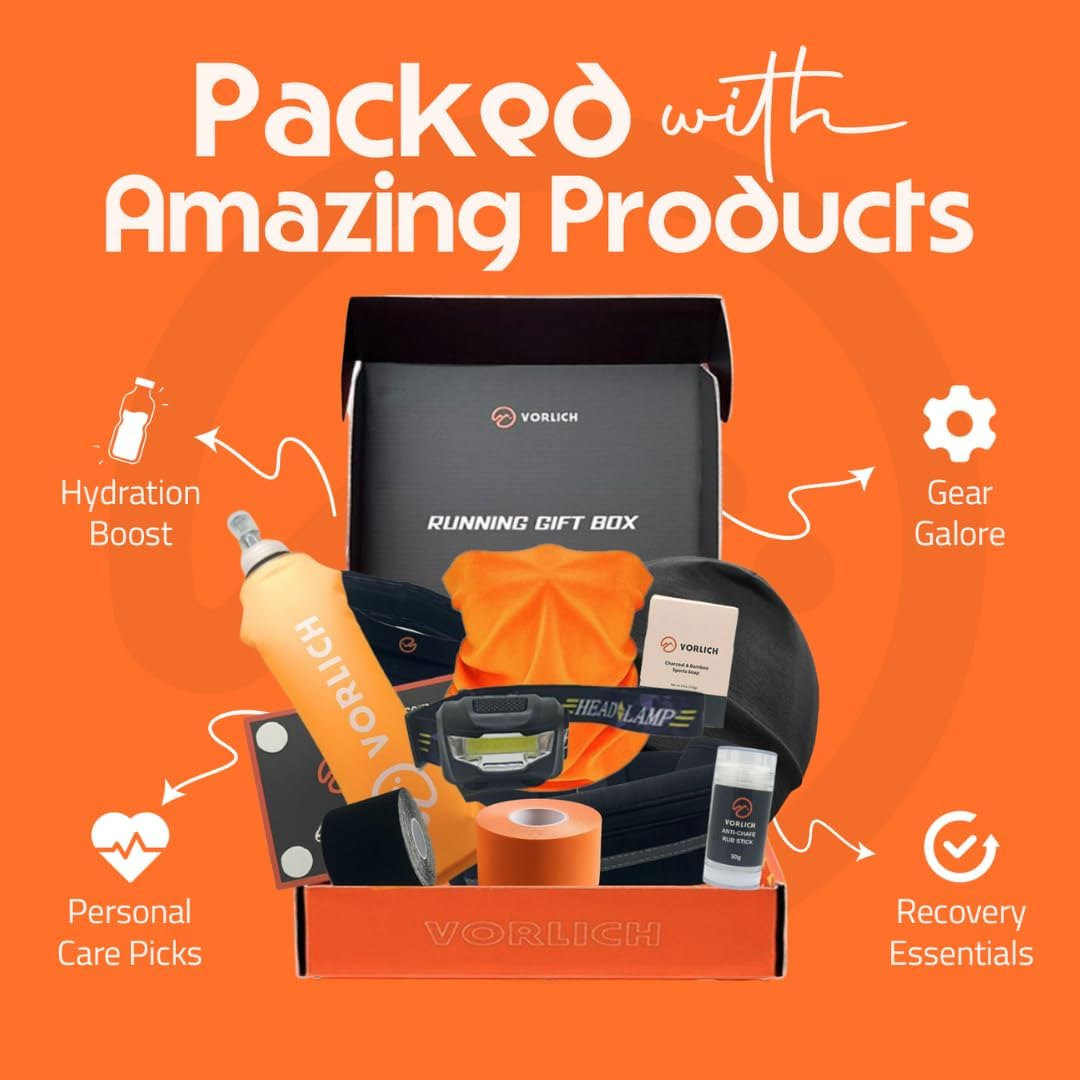 Vorlich&reg; Running Gift Box &ndash; 11 Essential Items for Runners for Runners Female & Men &ndash; Includes Running Belt, Anti-Chafing Balm, LED Headtorch, Folding Water Bottle & More image number 4