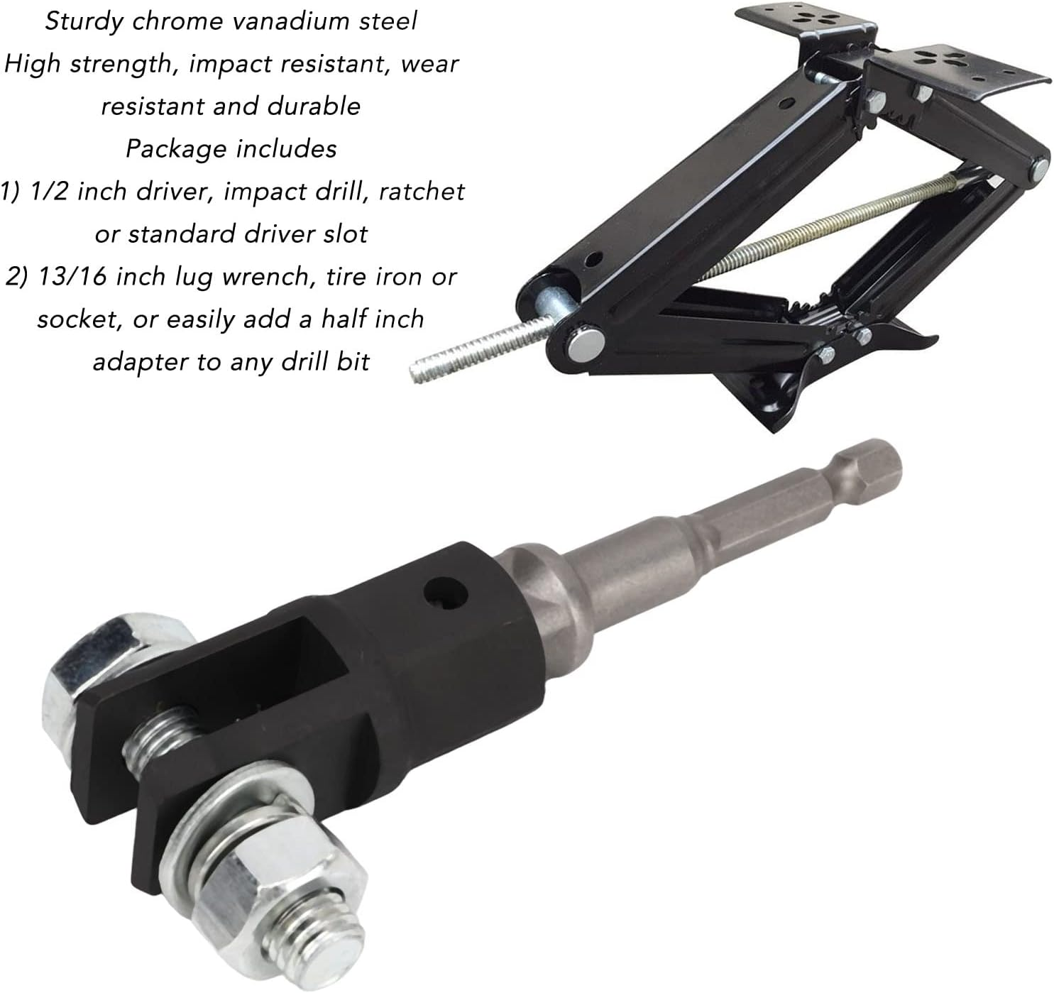 Scissor Adapter for Drill2 Inch Socket Tool for & Double Hole Jacksduty Steelcar Accessoryworks with Impact Wrenches & Ratchets image number 4