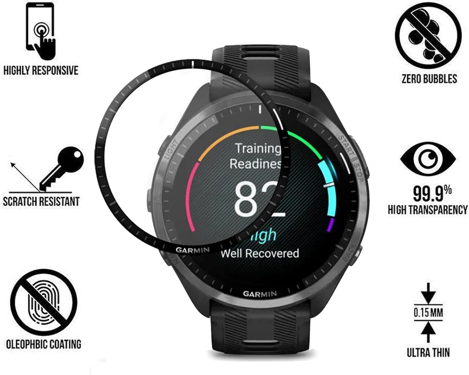 HEYUS [3 Pack] for Garmin Forerunner 965 Screen Protector, 3D Curved Full Coverage Black Edge Anti-Scratch Anti-Bubble HD Clear Flexible Protective Film for Garmin Forerunner 965