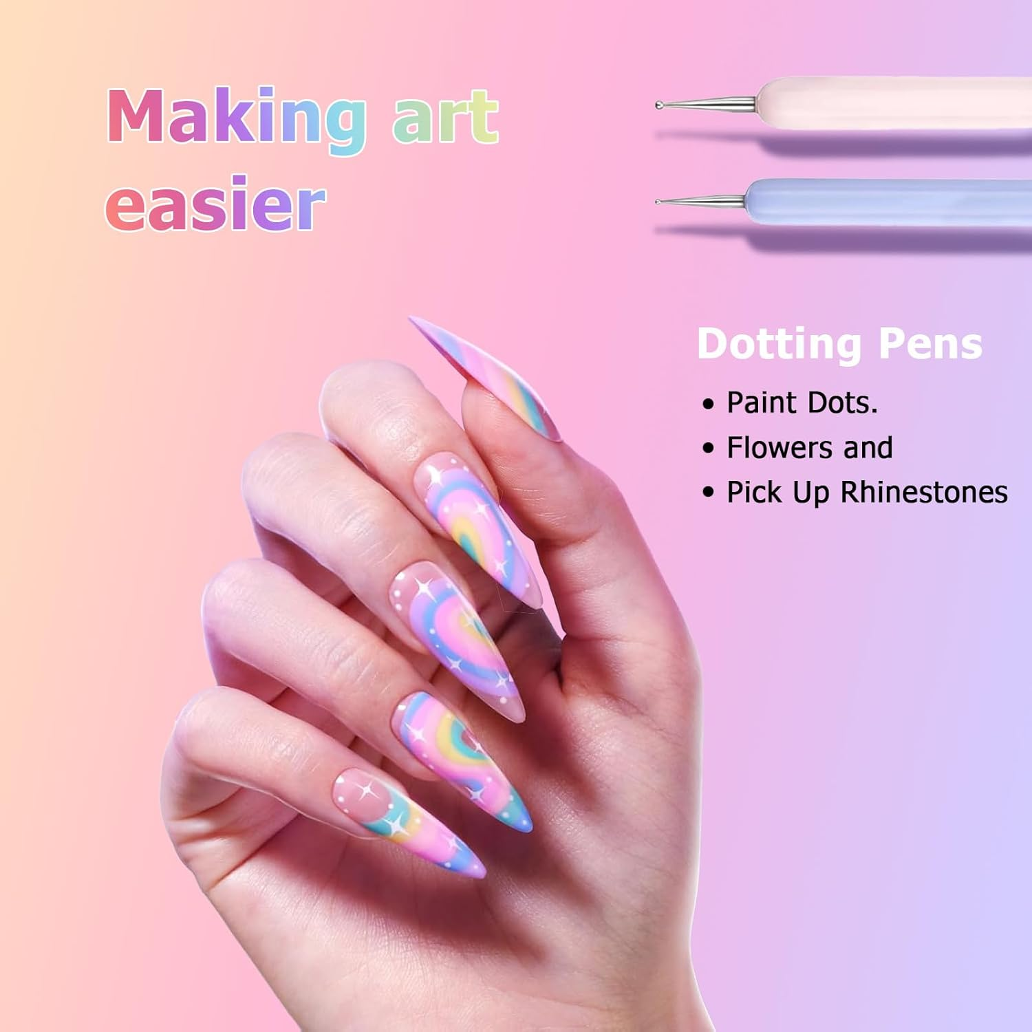 Nail Art Brush Set, Pen Painting Tools for Gel Nail Polish Painting, Nail Extension Gel Builder Gel Brush, Nail Art Fine Liner Brush and Nail Dotting Pen for DIY Manicure (6Pcs) image number 6