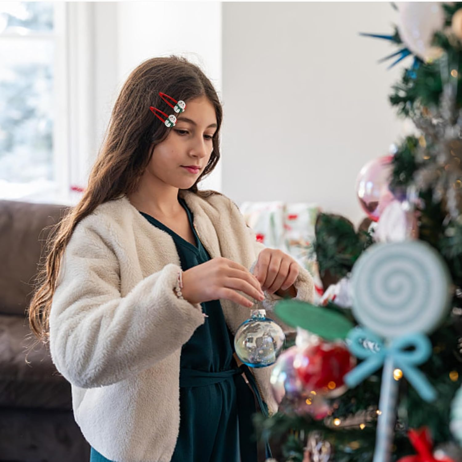 Hair Clips Girls Christmas - Pack of 10 5.5 Cm Christmas Hair Accessories Girls Cute Hair Clips Metal Snap Baby Hair Clips Hair Accessories Gifts for Children Girls Women Christmas Decoration