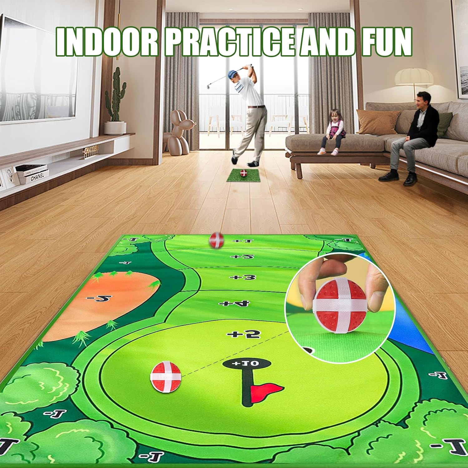 Golf Chipping Game Mat Practice Mats Golf Game Training Mat Indoor Outdoor Games for Adults image number 6
