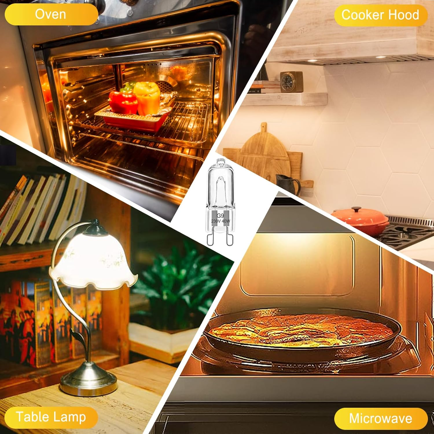 G9 Halogen Oven Light Bulb 40W 230V Dimmable Oven Bulb 300&deg;C Tolerance for Aeg/Neff/Whirlpool/Smeg/Bosch Oven, Microwave, Warm White 2700K, Pack of 2 image number 3