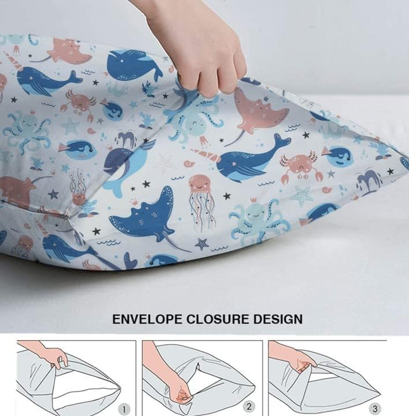 Baby Toddler Pillowcase,2 Packs 100% Cotton Pillow Cover for Kids Bedding,15X23 Pillowslip Case for Sleeping Fits Pillows Sized 13X18 or 14X19,Envelope Closure Travel Pillow Pillowcase - Pink Dinosaurs image number 4