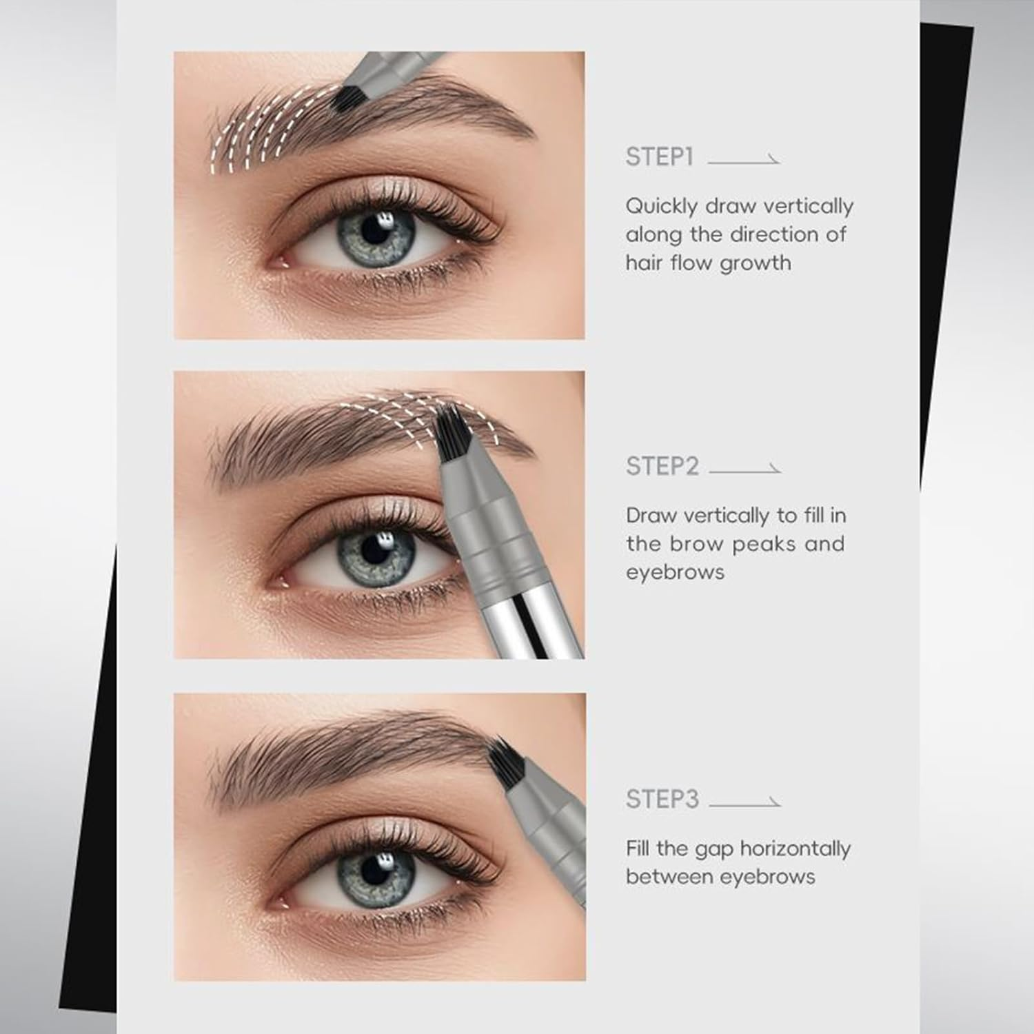 Liquid Brow Pencil - Eye Brows Pen | Eyebrow Filler Pencils | Multi-Fork Tip M Icroblading Eyebrows Pens | 2-In-1 Filling Pencils | Smudge-Proof Beauty Supplies | Makeup Accessories for Women Girls image number 1