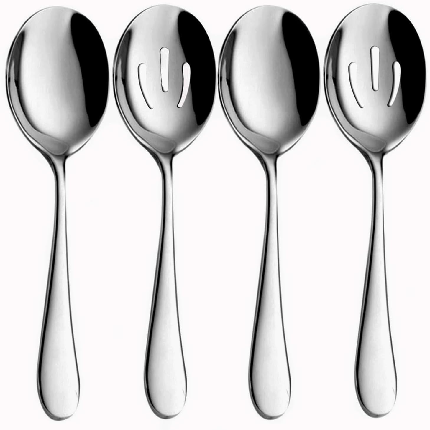 Tiokin Serving Spoons, 4 Pieces 22 Cm Large Spoon Set, Incudes 2 Serving Spoons, 2 Slotted Spoons, Metal Serving Utensils, Stainless Steel Serving Utensils for Party, Banquet, Kitchen, Dishwasher Safe image number 4