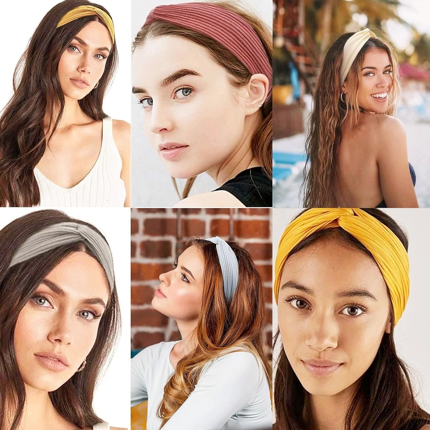 10 Pcs Headbands for Women Twist Knotted Women Head Bands Boho Stretchy Hair Bands Non Slip for Girls, Criss Cross Turban Plain Headwrap Yoga Workout Vintage Hair Accessories