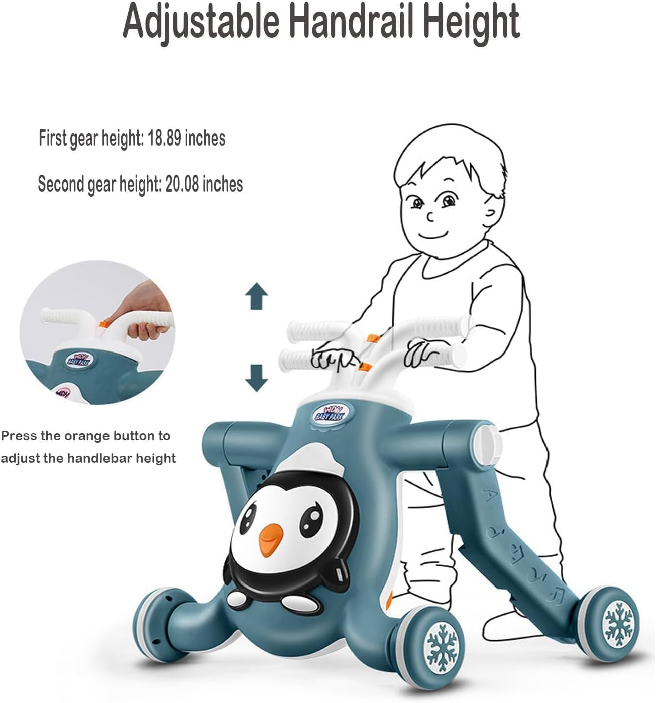 Fohouse 3 in 1 Baby Push Walkers for Baby Toy Sit-To-Stand Learning Walker with Wheels, Toddler Learning to Walk, Assemble as Scooter/Motorbike/Activity Center/Musical Toys for Infant Boys Girls image number 2