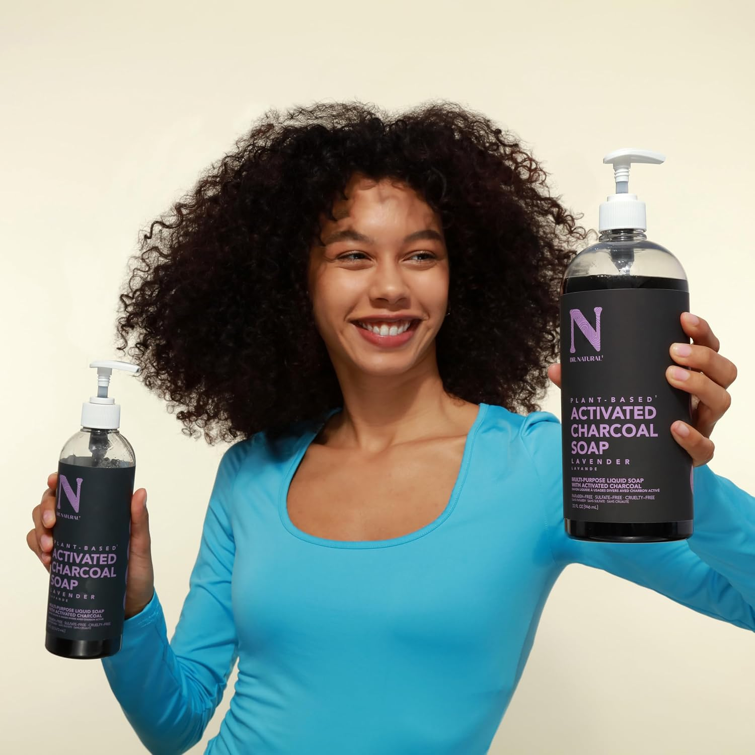 Dr. Natural Activated Charcoal Liquid Soap - anti Acne and Blemishes - Deep Cleansing Body Wash - Gentle Body Soap for Clear Skin - Lavender - 946 Ml image number 2