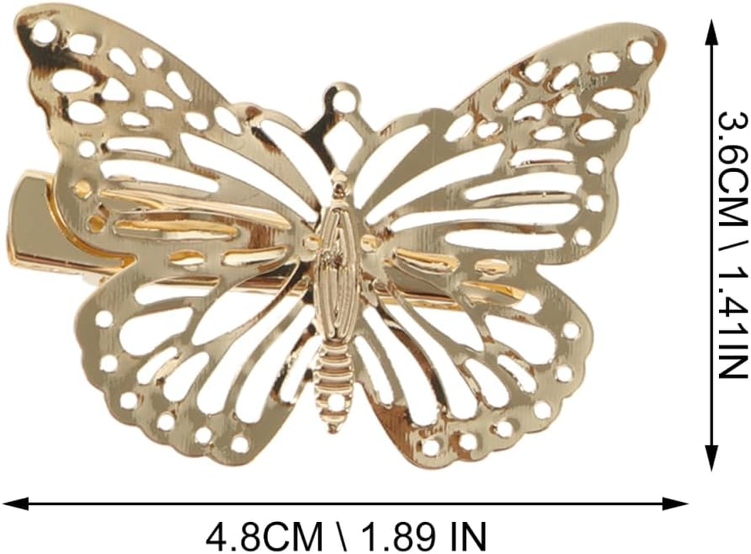 Healvian 12 X Metal Hair Clips Butterfly Hair Clips Butterfly Hair Butterflies Duckbill Hair Clips Butterfly Hair Clips with Large Bow Hair Pin Golden image number 2