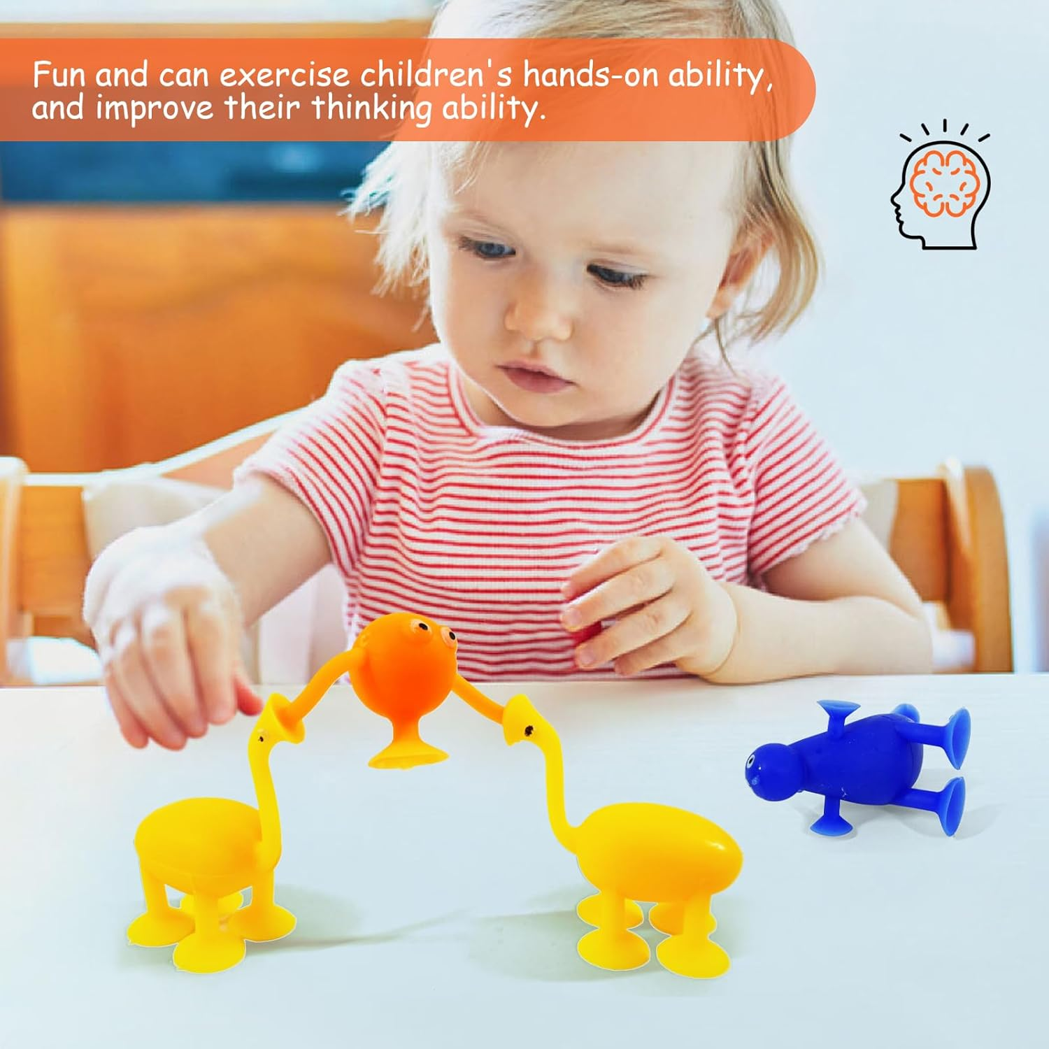 12 Pcs Toddlers Suction Cup Bath Toys, Sensory Suction Bath Toys for Toddler, Kids Suction Fidget Toys, Soft Silicone Stress Release Sensory Suction Cup Toys for Windows Travel Gifts image number 3