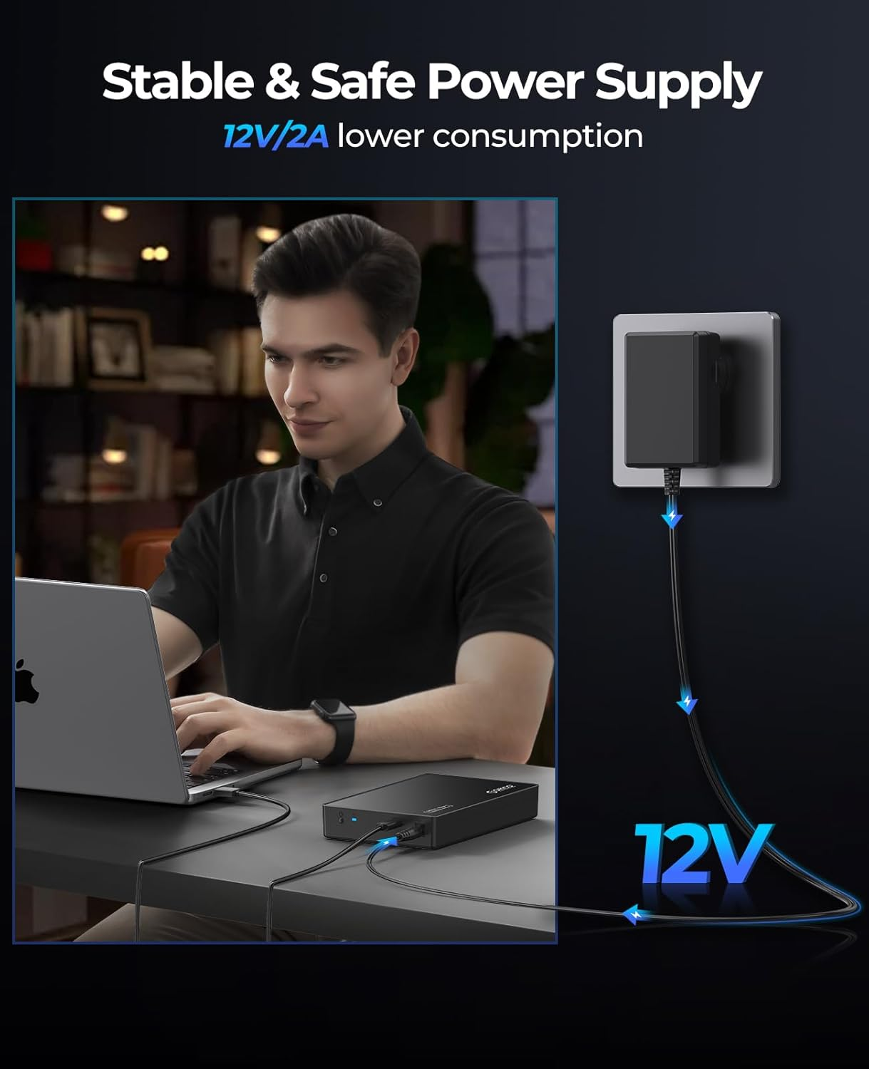 ORICO 3.5" External Hard Drive Enclosure SATA III to USB 3.1 Type C for HDD Tool-Free Installation Supports UASP and 20TB Drives - Black image number 6