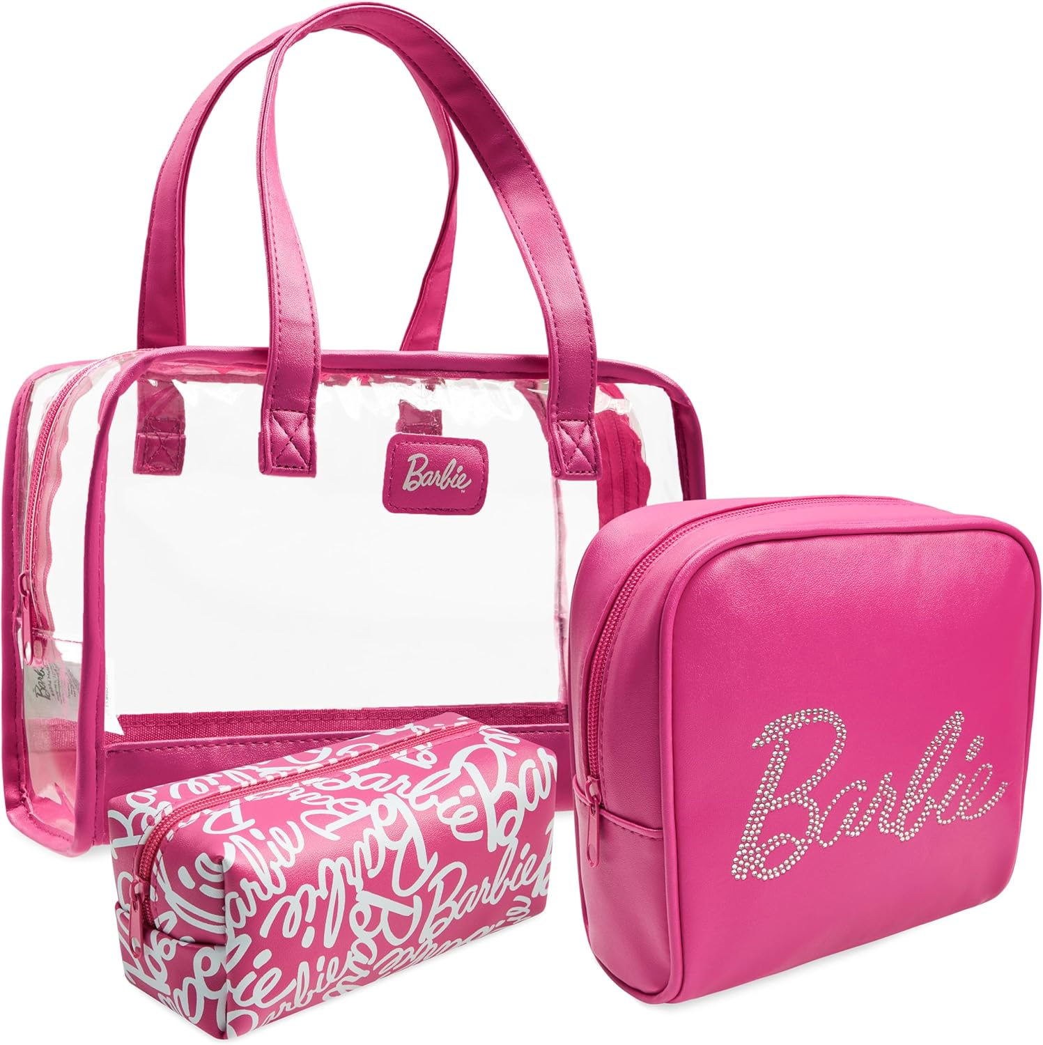 Barbie Toiletry Bags Set of 3, Zipped Wash Bag and Cosmetic Bag Holiday Essentials - Gifts for Her