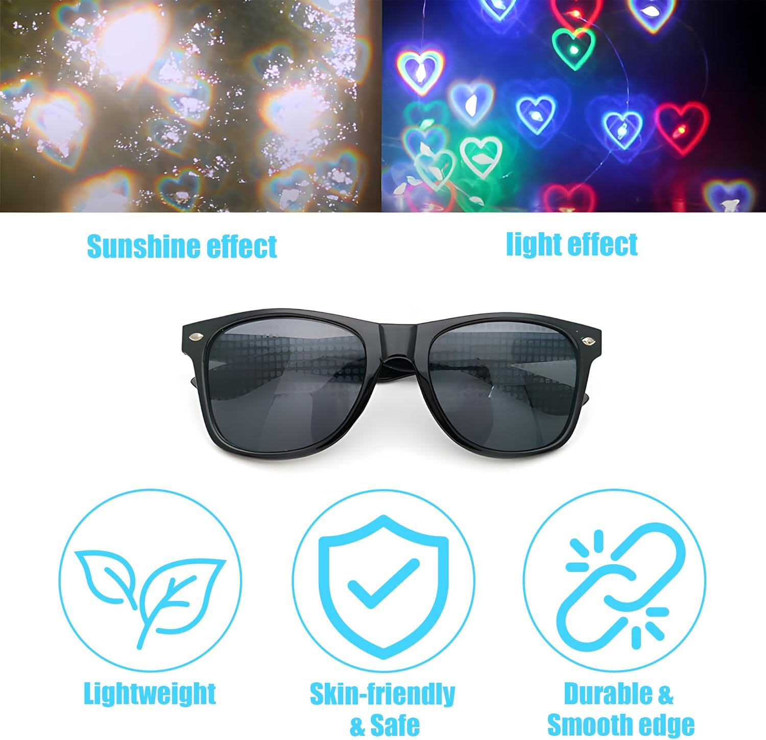 4 PCS Diffraction Glasses for Raves & Parties &ndash; 4 Kaleidoscope Effects (Heart, Star, Firework, Football), Party Sunglasses for Music Festivals, Concerts, Nightclubs & Costume Events