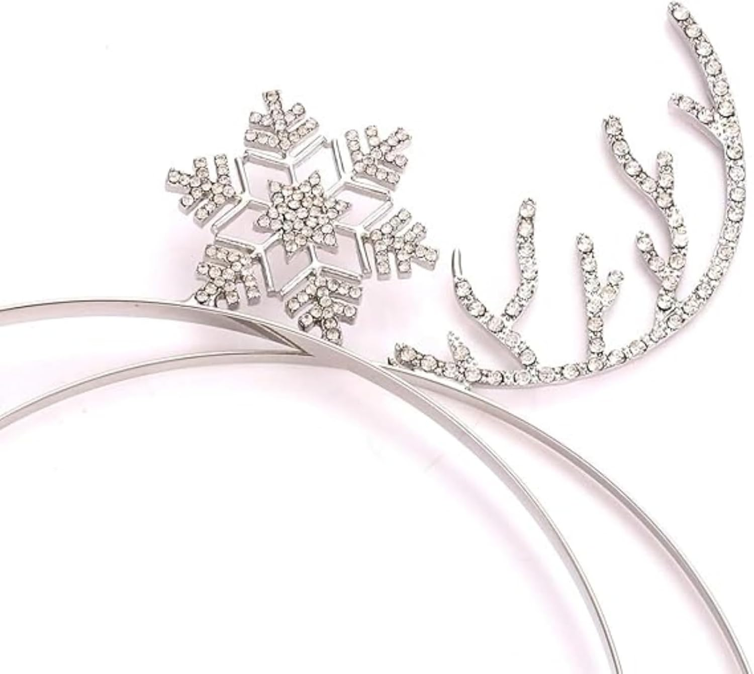 Christmas Headband Reindeer Antlers Snowflake Headbands Crystal Rhinestone Deer Horn Headband Hair Band 2 Pack image number 4