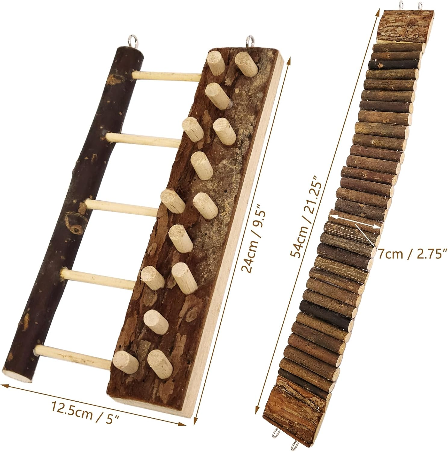 Small Animal Amusement Wooden Villa House Hideouts Playground with Ladder, Fit for Chinchilla, Guinea Pigs, Gerbil, Dwarf Mice, Hedgehog (3 Pcs) image number 2