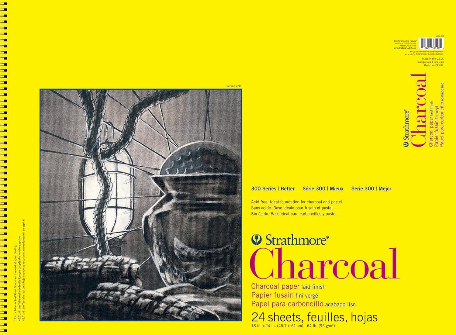 Strathmore 300 Series Charcoal Paper Pad, Top Wire Bound, 9X12 Inches, 32 Sheets (64Lb/95G) - Artist Paper for Adults and Students - Charcoal and Pastel image number 5