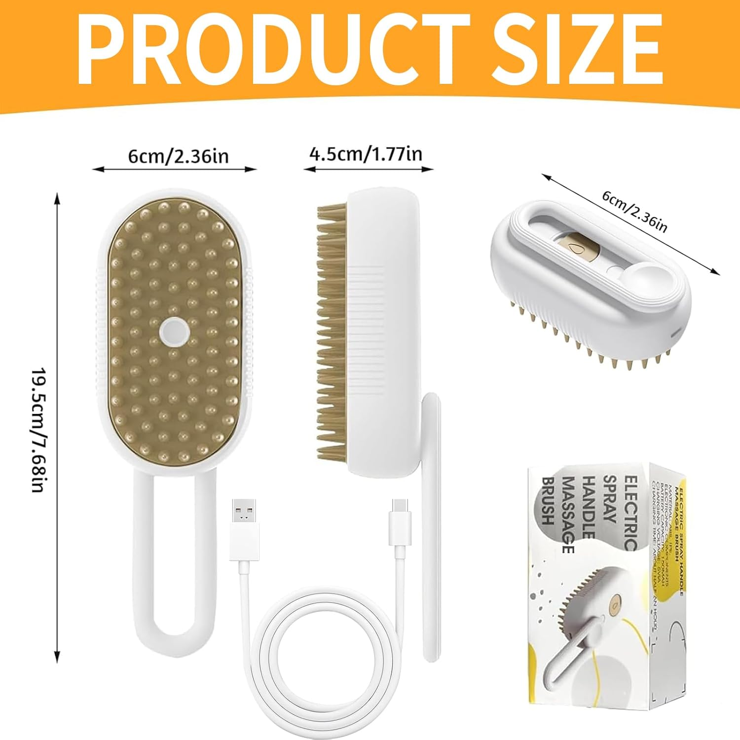 Steamy Cat Brush, 3-In-1 Cat Brush with Steam Pet Brush, Self Cleaning Steamy Cat Brush, Self-Cleaning Steaming Cat Brush, Steam Brush, Cat Brush, for Cats, Dogs, Massage (A)