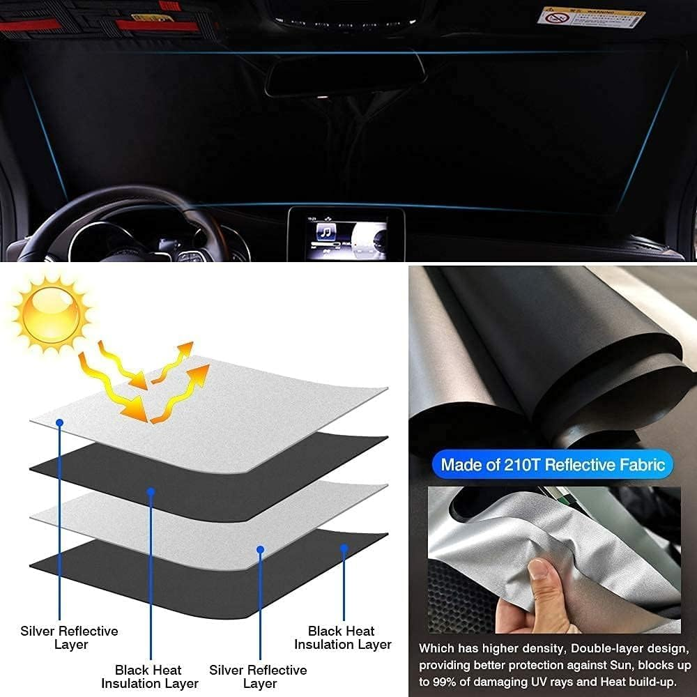 Windshield Sun Shade Fit for Chevrolet/Chevy Silverado 1500 2019-2024 2025 Accessories, Foldable Window Shade Sun Visor Blocks UV Rays image number 4