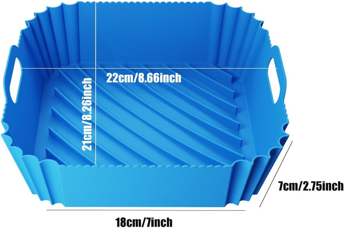 AIMALL Silicone Air Fryer Pot - Non-Stick Reusable Basket Liner, Baking Tray with Strong Handles, Grey & Black - Grey image number 6