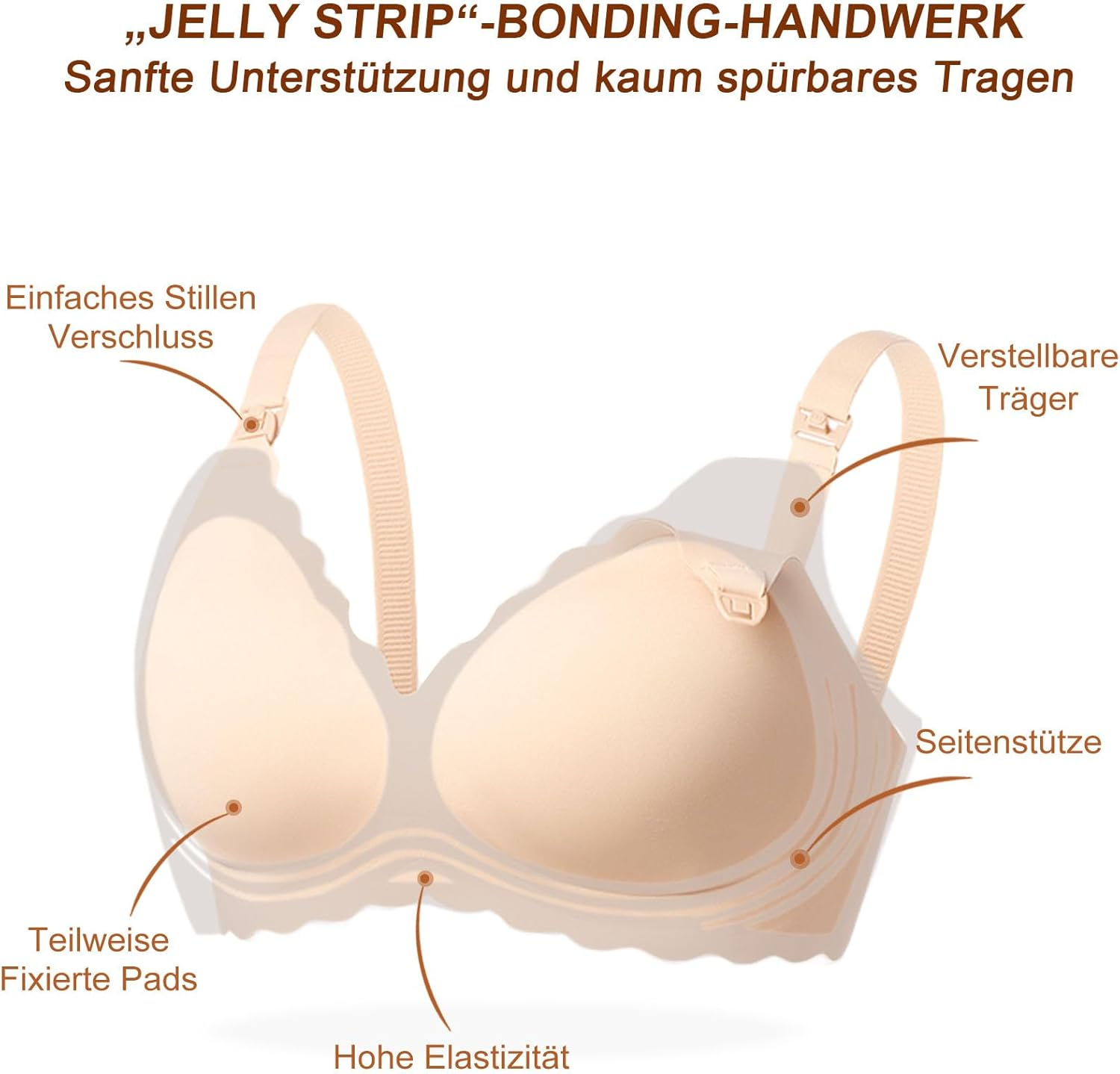 As Fairy Nursing Bras for Breastfeeding, Wireless Seamless Maternity Bra Ultra Comfort Pregnancy Sleep Bralette for Women, Beige-Double Front Shaft, S image number 5
