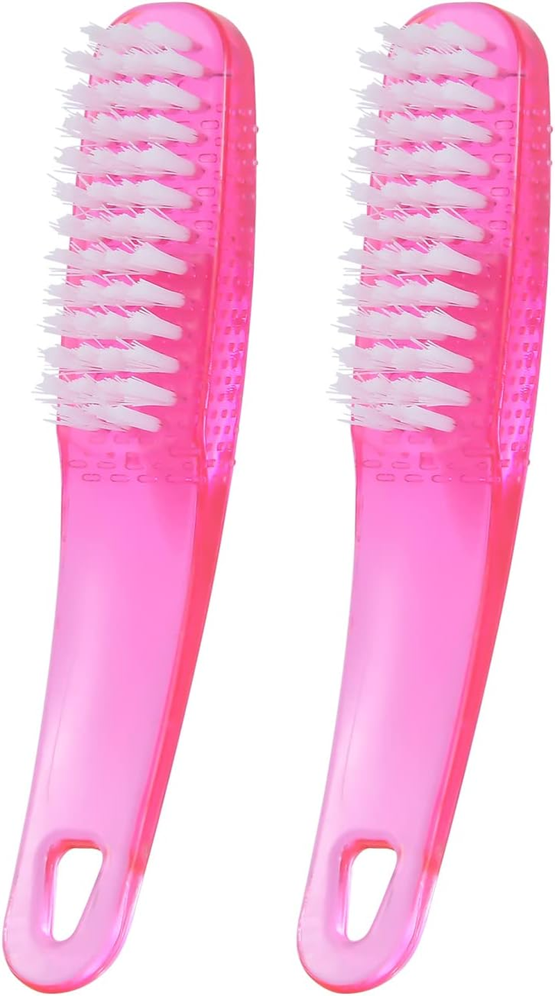 Yebeauty Nail Brush for Cleaning Fingernails Clear, 2 Pack Fingernail Brush Hand Scrub Cleaning Nail Brushes with Case Plastic Hand Finger Toes Scrubbing Brush, Pedicure Nail Scrubber