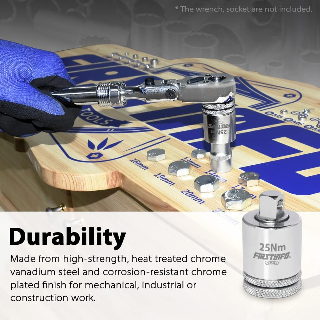 FIRSTINFO F3216CC 3/8" Drive 25Nm Torque Limited Adapter | Suitable for Engine Oil Filter Cap Wrench | Turn Regular Ratchet Wrench to 25Nm Torque Limited Wrench image number 1