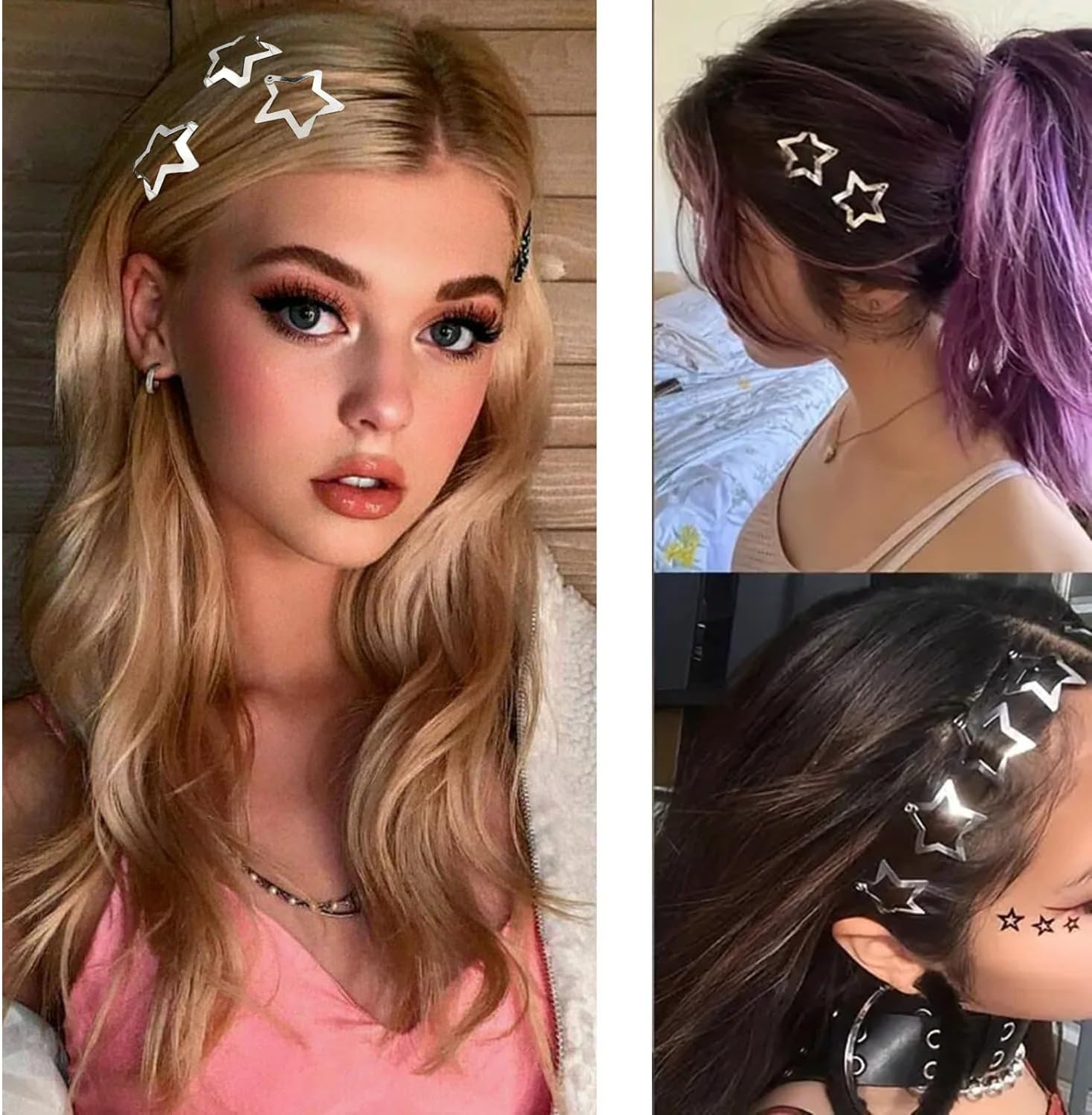 Rabbfit Star Hair Clips, Y2K Hair Clips for Girls, Hair Clips, Headwear, Non-Slip Metal Star Hair Accessories for Women and Girls, Silver, Pack of 10 image number 5