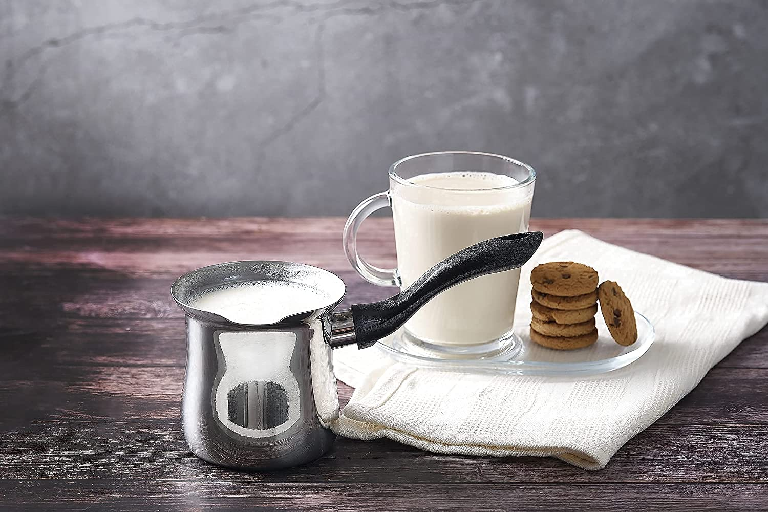 DESTALYA Turkish Coffee Pot Stainless Steel | Ibrik Cezve Briki Arabic Greek Pot, Chocolate Milk Warmer, Sauce Maker | Small Hot Pot with Spout for Stove Top (Coffee Pot Black) image number 3