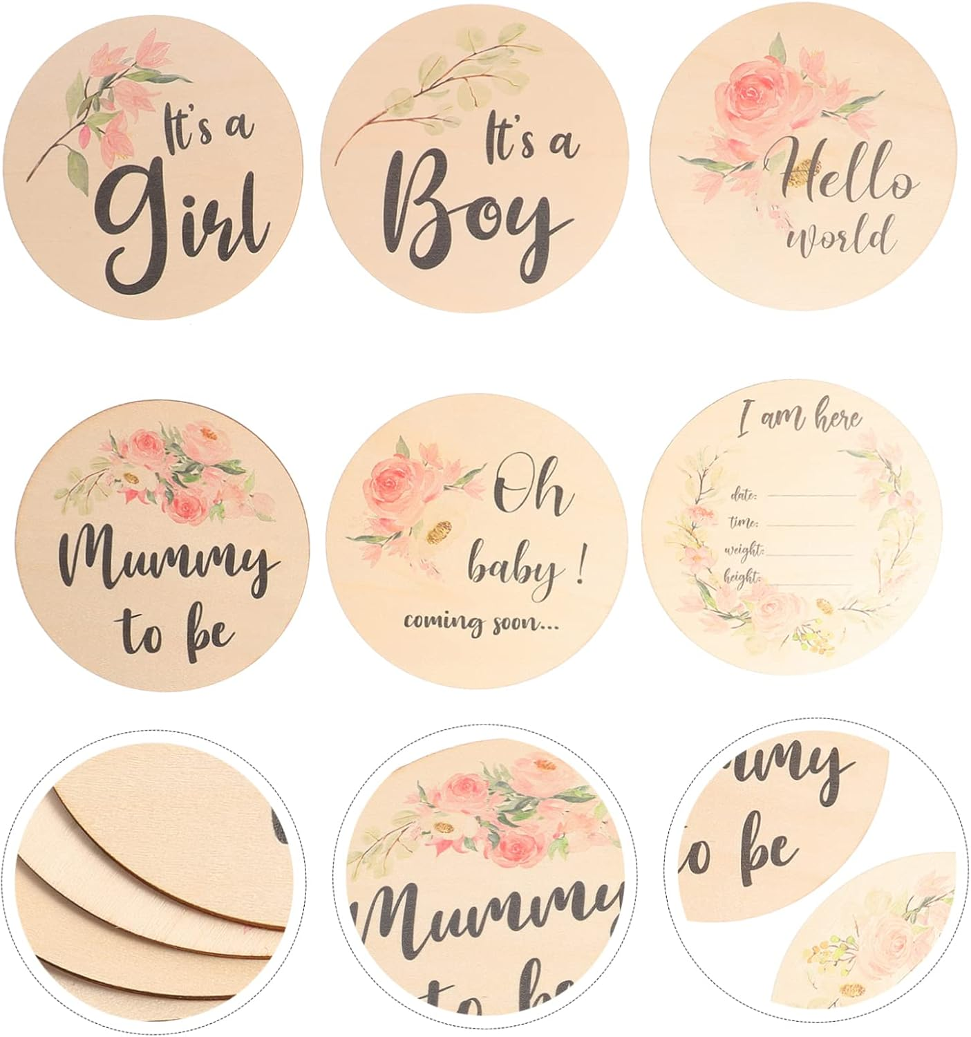 Abaodam 6Pcs Newborn Milestone Cards Hatch Announcement Ink Print Pads for Birth Announcement image number 5