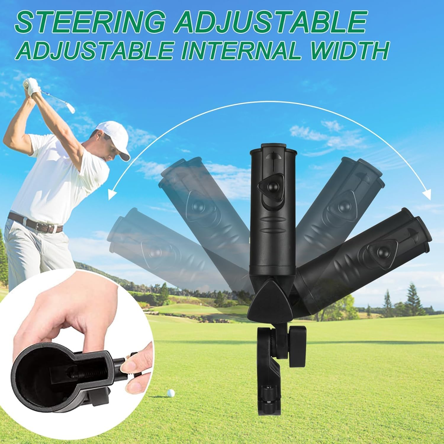 Golf Push Cart and Trolley Umbrella Holder, Universal Adjustable Umbrella Holder for Chair/Stroller/Wheelchair/Bike image number 4